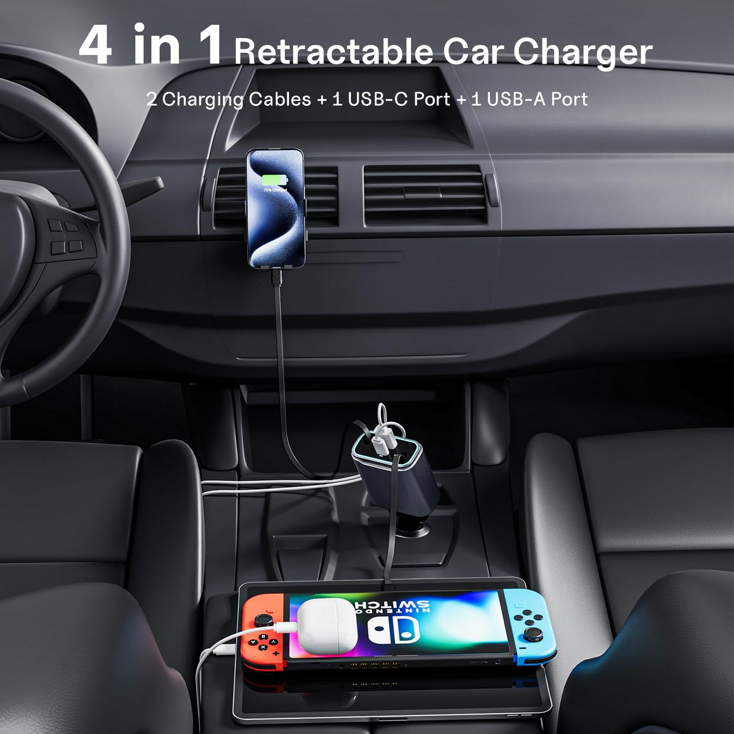 Chargeur de Voiture Rapide 4-en-1